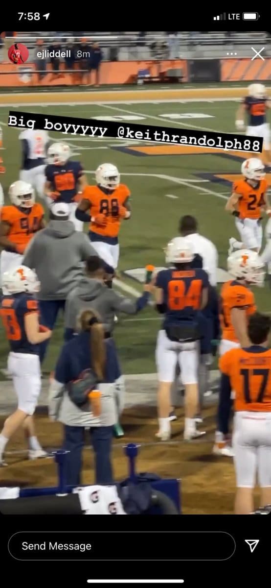 A photo from E.J. Liddell's Instagram page confirmed he attended Illinois' spring football game on April 19 to see his longtime friend Keith Randolph start on the Illini defensive line.